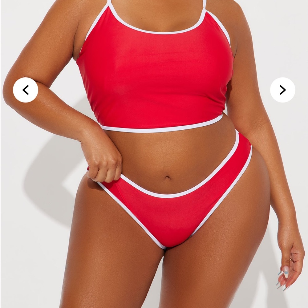 Red Bikini Set with White Trim